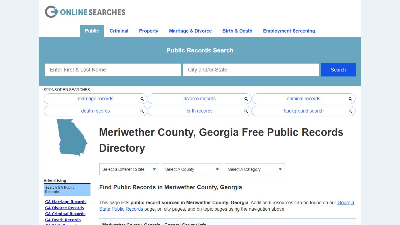 Meriwether County, Georgia Public Records Directory