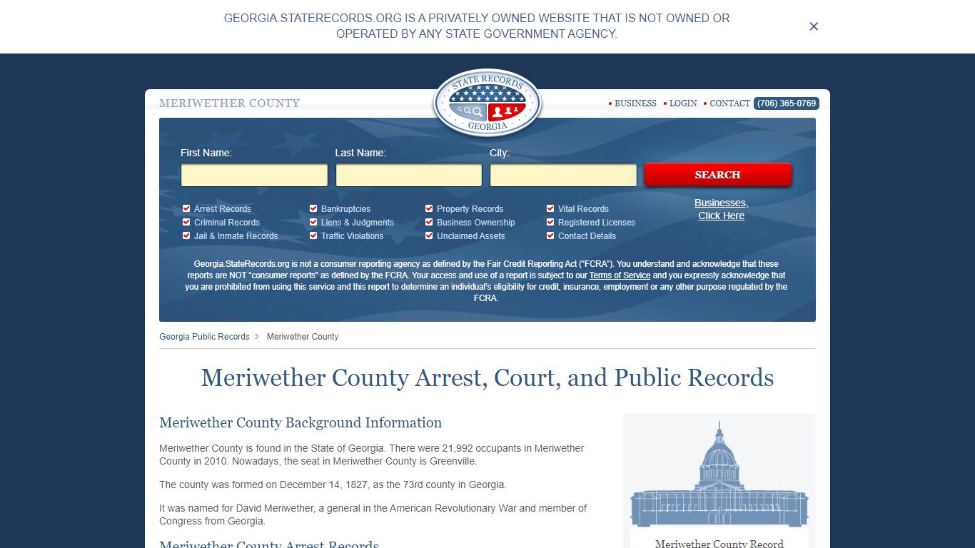 Meriwether County Arrest, Court, and Public Records