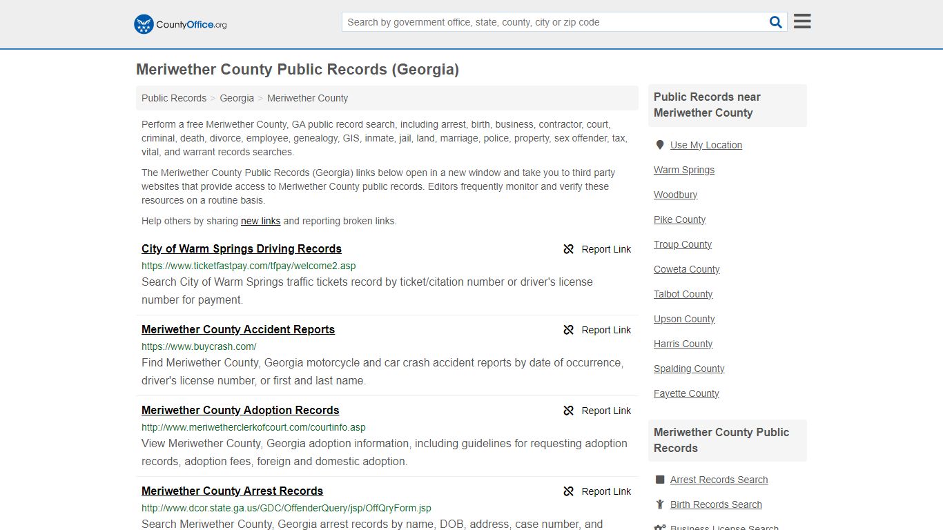 Public Records - Meriwether County, GA (Business, Criminal, GIS ...
