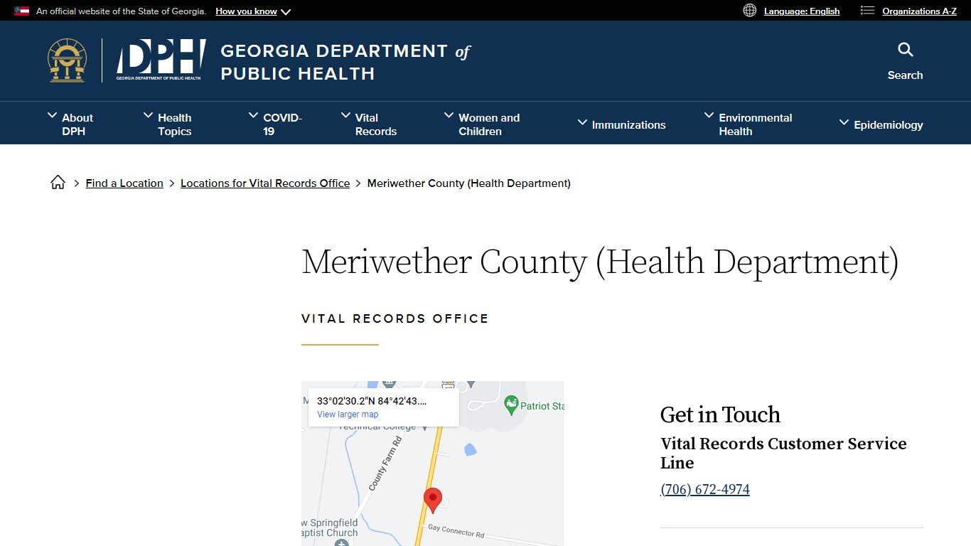 Meriwether County (Health Department) - Georgia Department of Public Health
